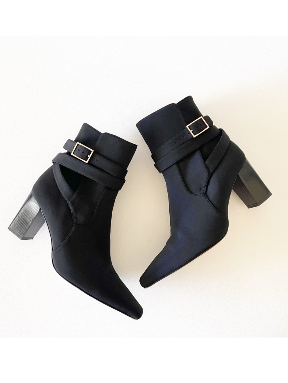 Good American Boots The Bombshell Bootie Block Heel Ankle Buckle Chic Black 6.5